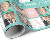 Holiday Snowflake Foto Collage Weihnachten Geschenkpapier (Rolleneckpunkt)