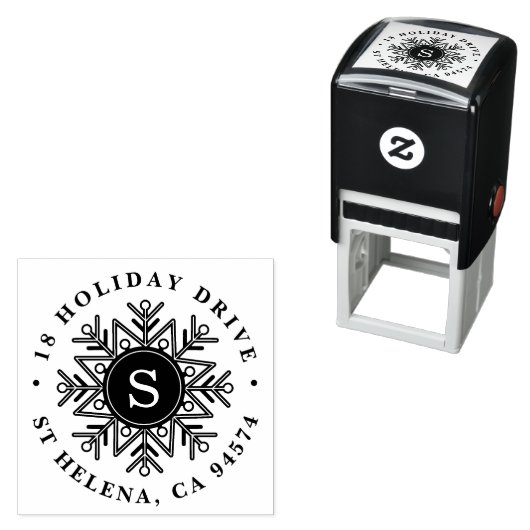 Holiday Snowflake Monogram Rücksendeadresse Permastempel (Beispiel)