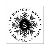 Holiday Snowflake Monogram Rücksendeadresse Permastempel (Design)