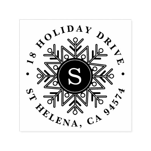 Holiday Snowflake Monogram Rücksendeadresse Permastempel (Design)