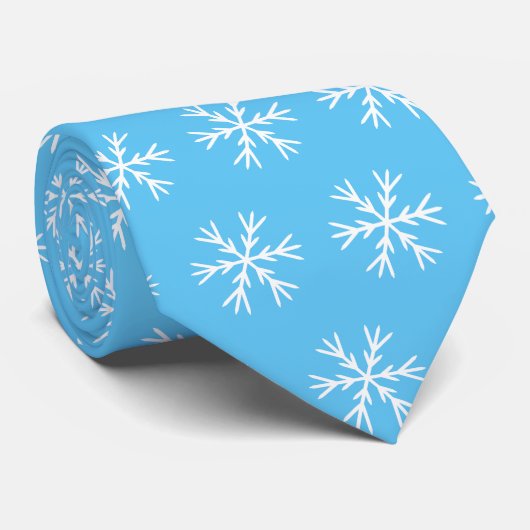 Holiday Snowflake Muster auf Light Blue 2 Side Krawatte (Gerollt)