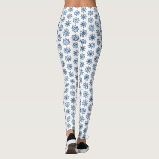 Holiday Snowflake Plaid Pattern Blue Leggings (Rückseite)