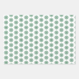 Holiday Snowflake Plaid Pattern Green Geschenkpapier Set