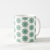 Holiday Snowflake Plaid Pattern Green Kaffeetasse (VorderseiteRechts)