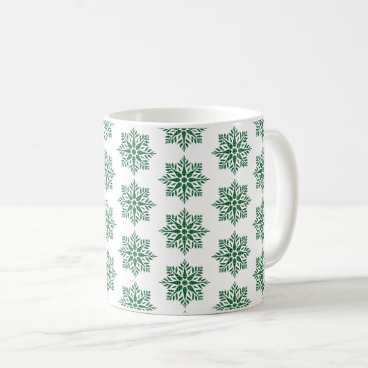 Holiday Snowflake Plaid Pattern Green Kaffeetasse (VorderseiteRechts)