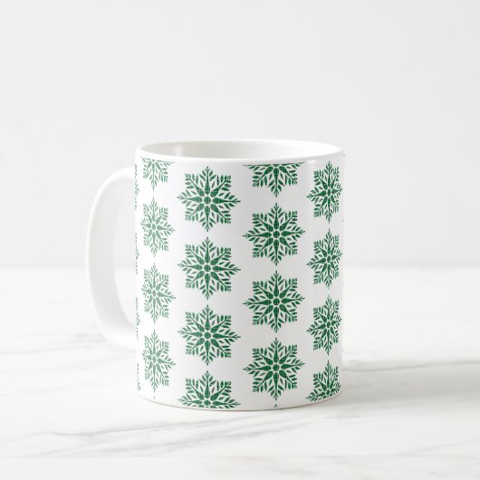 Holiday Snowflake Plaid Pattern Green Kaffeetasse (Vorderseite Links)