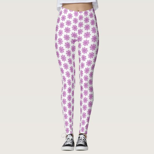 Holiday Snowflake Plaid Pattern Pink Leggings (Vorderseite)
