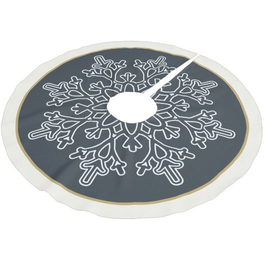 Holiday Snowflake Tree Skirt Polyester Weihnachtsbaumdecke (Schrägansicht)