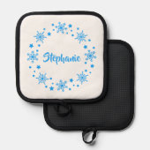 Holiday Snowflake Wreath Topflappen (Vorderseite/Rückseite)