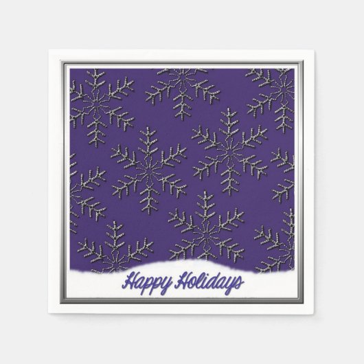 Holiday Snowflakes Blue Christmas Napkins Serviette (Vorderseite)