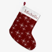 Holiday Snowflakes Muster Festival Rot Großer Weihnachtsstrumpf (Vorderansicht (hängend))