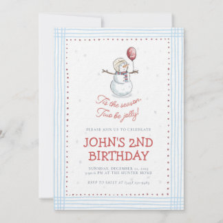 Holiday Snowman 2nd Birthday Invitation Einladung