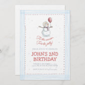 Holiday Snowman 2nd Birthday Invitation Einladung (Vorne/Hinten)