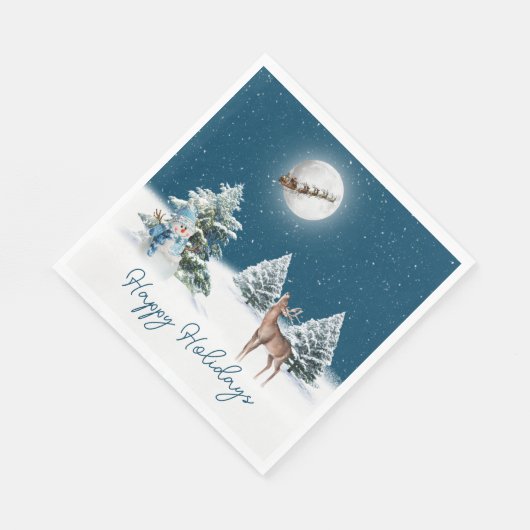 Holiday Snowman and Dee with Moon Serviette (Ecke)