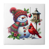 Holiday Snowman Ceramic Tile Fliese (Vorderseite)