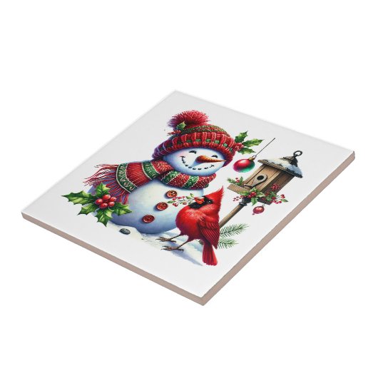 Holiday Snowman Ceramic Tile Fliese (Seite)