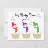 Holiday Snowman Cupcake Einladung (Vorderseite)