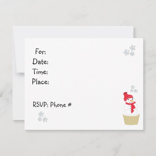 Holiday Snowman Cupcake Einladung (Rückseite)