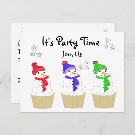 Holiday Snowman Cupcake Einladung (Vorne/Hinten)