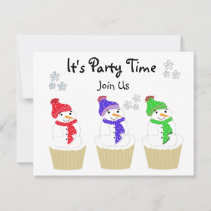 Holiday Snowman Cupcake Einladung