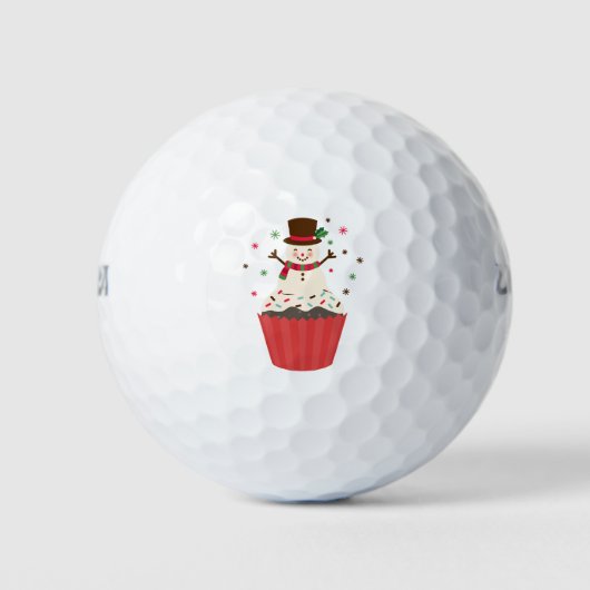 Holiday Snowman Cupcake Golfball (Vorderseite)