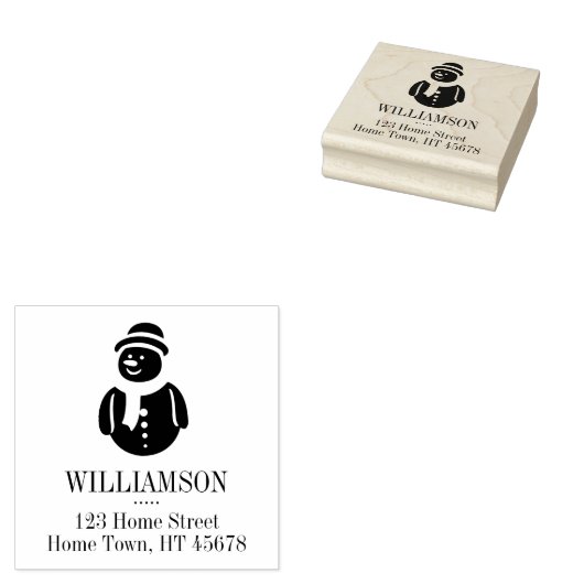 Holiday Snowman Familienname Rücksendeadresse Squa Gummistempel (Stempel)