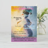 Holiday Snowman Jährliches Weihnachtsfest Party Ei Einladung (Stehend Vorderseite)