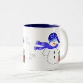 Holiday Snowman mit Süßigkeiten Zweifarbige Tasse (VorderseiteRechts)