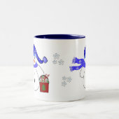 Holiday Snowman mit Süßigkeiten Zweifarbige Tasse (Mittel)