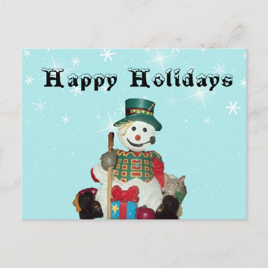 Holiday Snowman Postcard Feiertagspostkarte (Vorderseite)