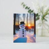 Holiday Snowman Postkarte (Stehend Vorderseite)