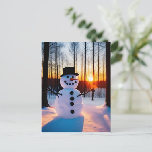 Holiday Snowman Postkarte (Stehend Vorderseite)