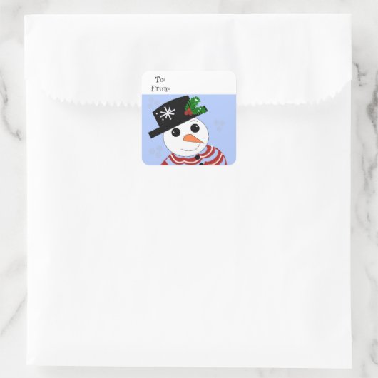 Holiday Snowman Quadratischer Aufkleber (Tasche)