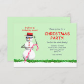 Holiday Snowman Weihnachts-Party Einladung (Vorne/Hinten)