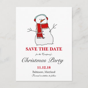 Holiday Snowman   Weihnachts-Party Save the Date Ankündigungspostkarte