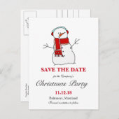 Holiday Snowman | Weihnachts-Party Save the Date Ankündigungspostkarte (Vorne/Hinten)