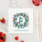 Holiday Snowman Wreath Paper Napkins Serviette (Beispiel)
