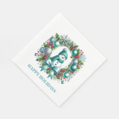 Holiday Snowman Wreath Paper Napkins Serviette (Ecke)