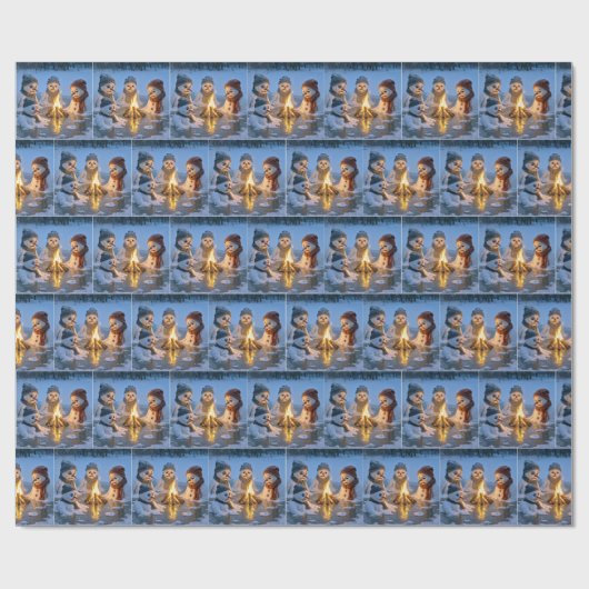 Holiday Snowmen Melting Around a Campfire Geschenkpapier (Flach)