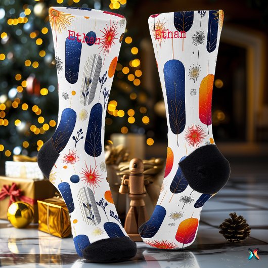 Holiday Socks mit Navy und Gold Feather Accents Socken