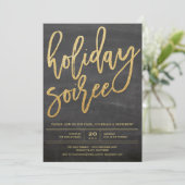 Holiday Soiree Glitzer Chalkboard Party Einladung (Stehend Vorderseite)