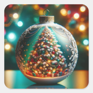 Holiday Sparkle Quadratischer Aufkleber