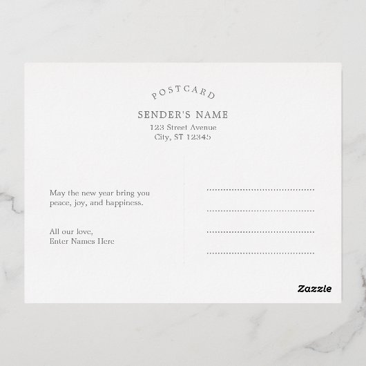 Holiday Sparks FOIL Happy New Year Card Postkarte (Rückseite)