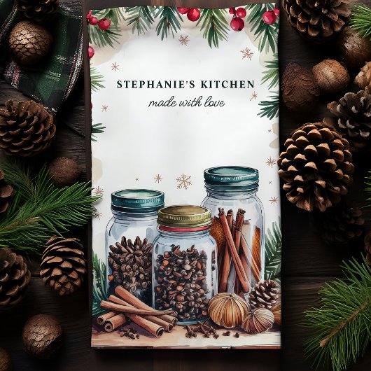 Holiday Spice Jars Personalisiert Weihnachten Geschirrtuch