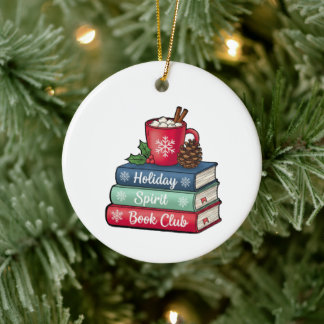 Holiday Spirit Buchclub-Ornament | Bücherliebhaber Keramik Ornament