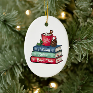 Holiday Spirit Buchclub-Ornament | Bücherliebhaber Keramik Ornament