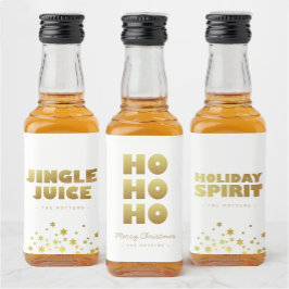 Holiday Spirit | Spaß Weihnachten White & Gold Min Alkoholflaschenetikett