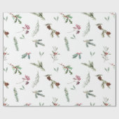 Holiday Spruce & Red Berries Geschenkpapier (Flach)