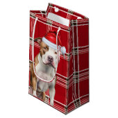 Holiday Staffordshire Dog Fun Karierte Weihnachten Kleine Geschenktüte (Vorderseite Schrägansicht)