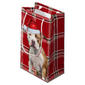Holiday Staffordshire Dog Fun Karierte Weihnachten Kleine Geschenktüte (Rückseite Schrägansicht)